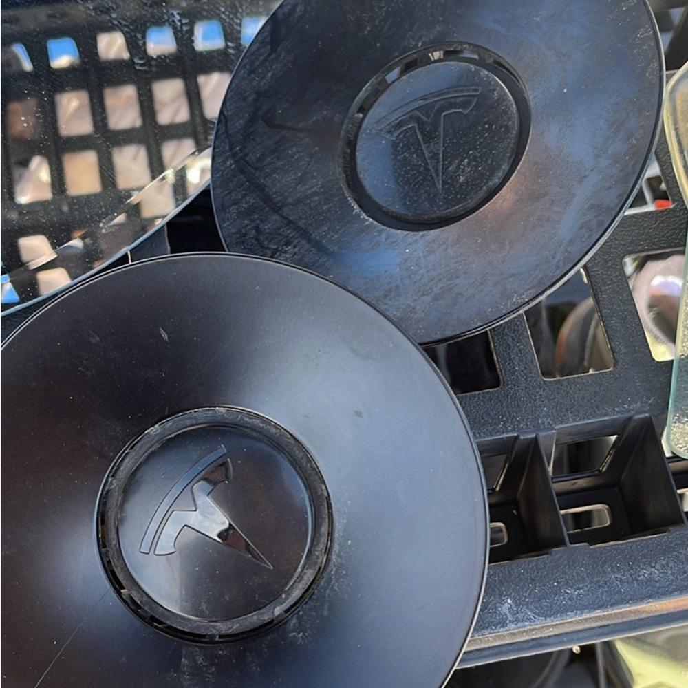 Tesla Glossy Black Wheel Center Caps